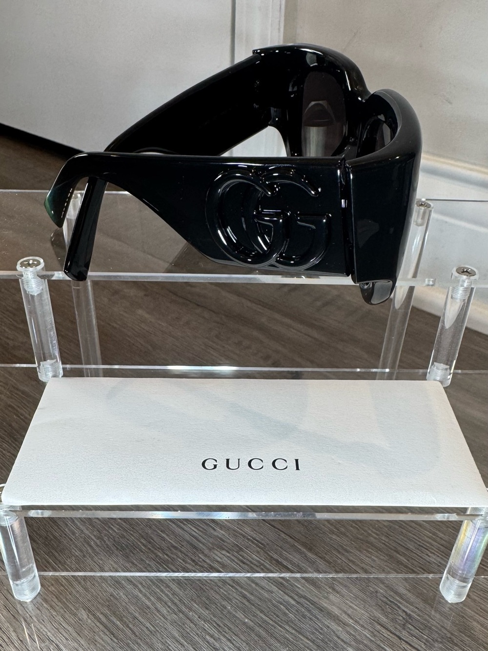 Gucci GG Rectangle XL Logo Black Sunglasses GG 1545S